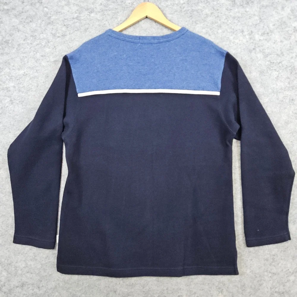J Crew Men's Blue & Black Sweater Size M 100% Cotton Preppy Warm‎ Winter Church